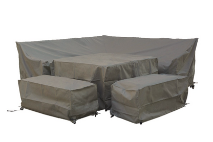 Cambridge Rattan Feuerschale Ecksofa und Bänke Gartenmöbelset